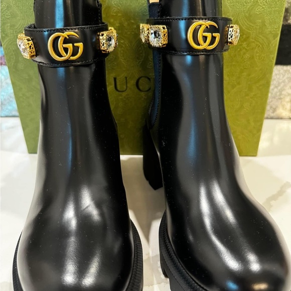 Gucci Black Leather Ankle Boots - Picture 1 of 5